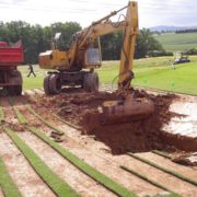 Construction work on bunker hole 13 - 18-hole golf park facility Gut Hühnerhof