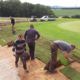 Construction work on bunker hole 13 - 18-hole golf park facility Gut Hühnerhof