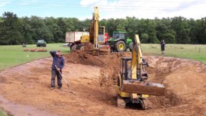 Bauarbeiten Bunker Spielbahn 13 - 18-Loch-Anlage Golfpark Gut Hühnerhof