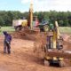 Construction work on bunker hole 13 - 18-hole golf park facility Gut Hühnerhof