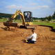 Bunker construction on hole 17 golf park Gut Hühnerhof