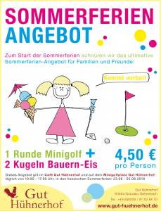 Sommerferienaktion Gut Hühnerhof Minigolf und Eis