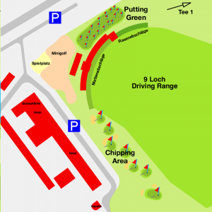 Karte der Übungsanlage des 9-Loch-Platz